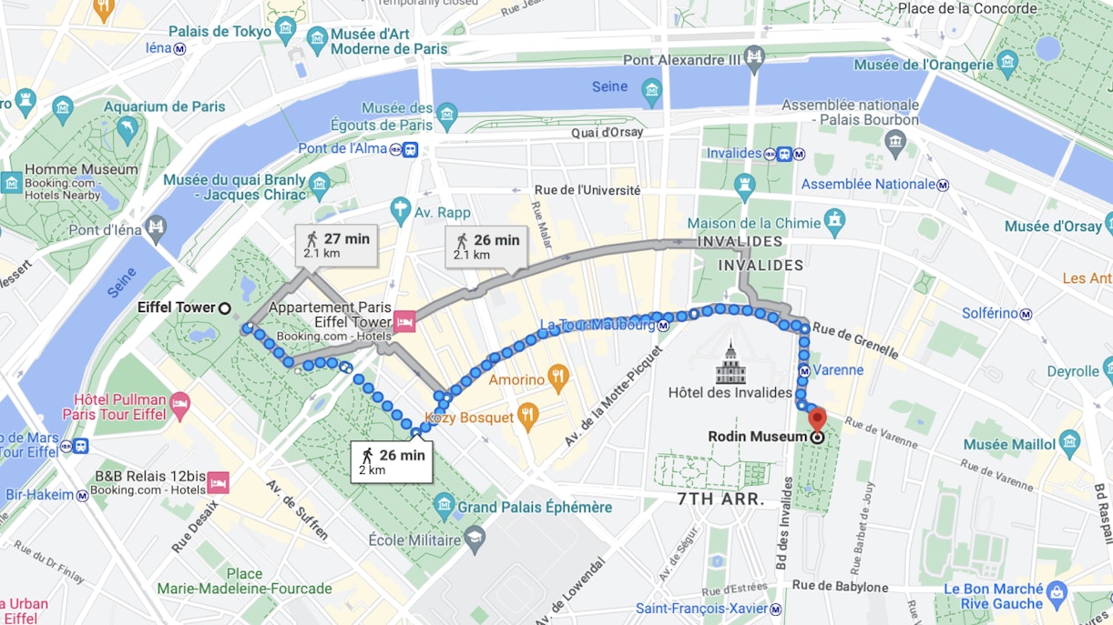 Getting to Musée Rodin Paris via Foot. Walking to Musée Rodin Paris
