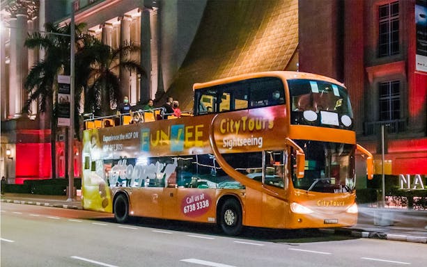 FunVee open-top bus on Singapore night pub crawl tour.
