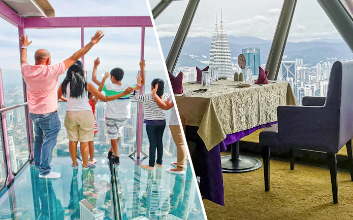 Entrada combinada: Entradas para la Torre KL + Cena en el restaurante giratorio ORBIT