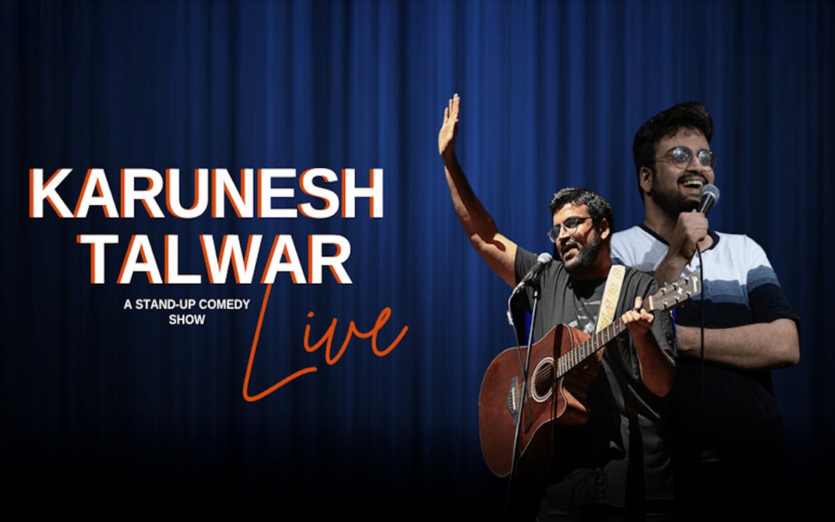 Karunesh Talwar performing stand-up comedy live in Dubai.