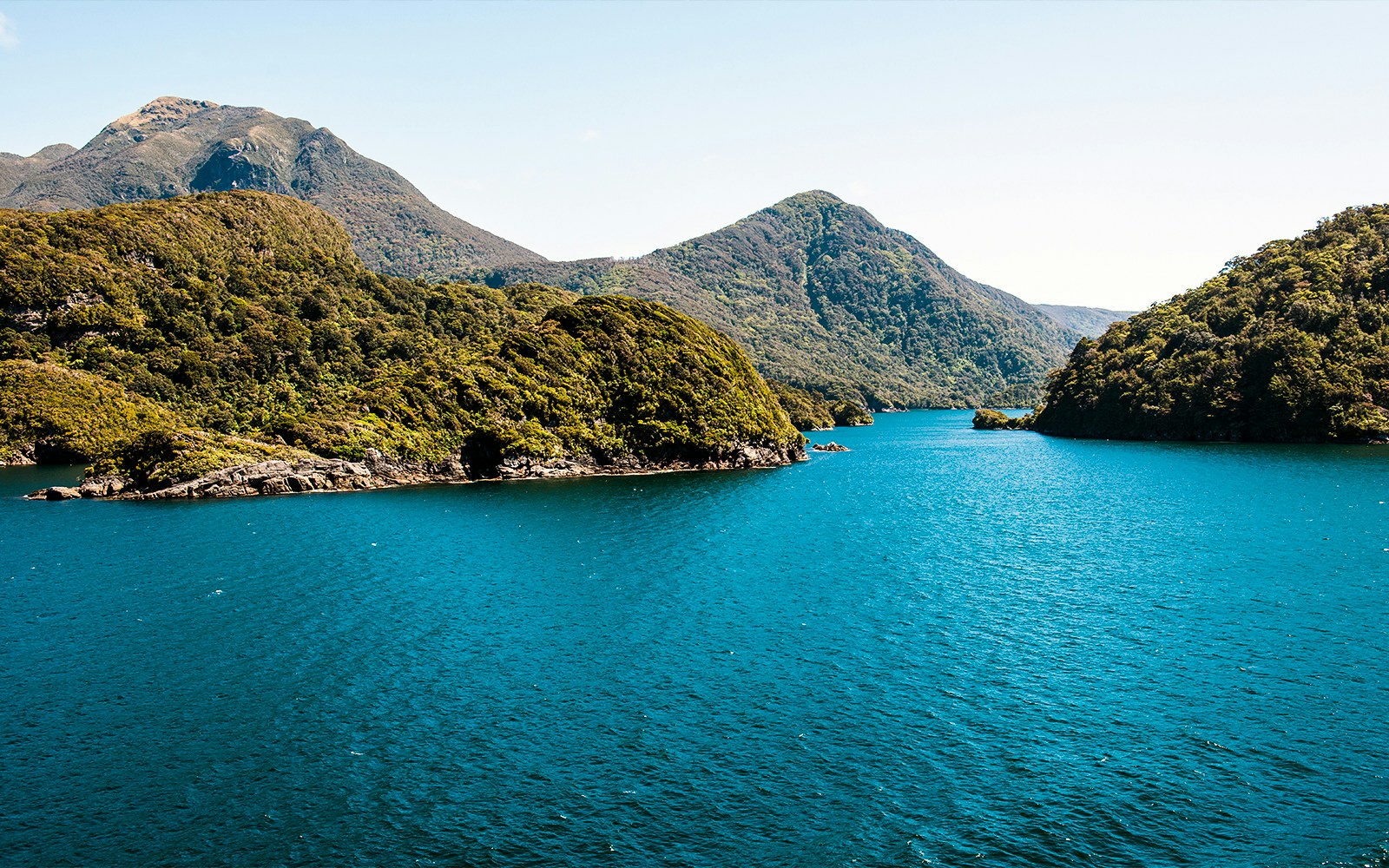 Sea entry into Dusky Sound in Fiordland National Park in the South Island of New Zealand