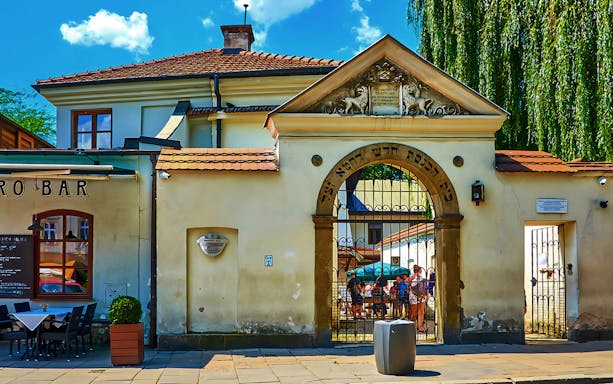 Entrance to a historic building in Kazimierz, Krakow, part of the Jewish Quarter & Schindler's Factory tour.