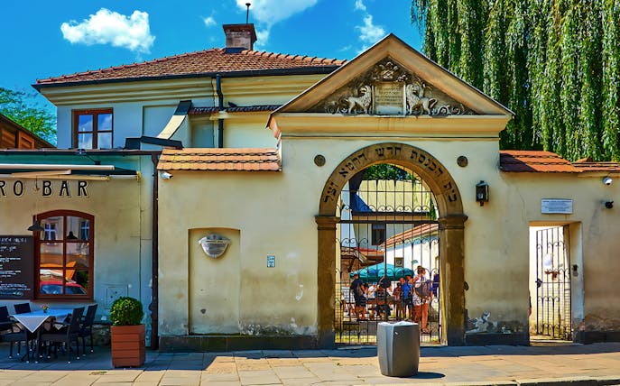 Entrance to a historic building in Kazimierz, Krakow, part of the Jewish Quarter & Schindler's Factory tour.