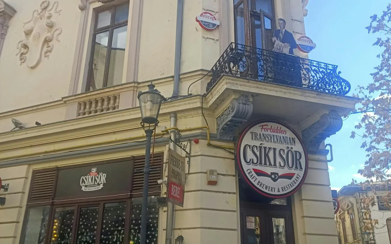 Craft brewery facade in Bucharest, part of Jewish Bucharest self-guided city exploration game.