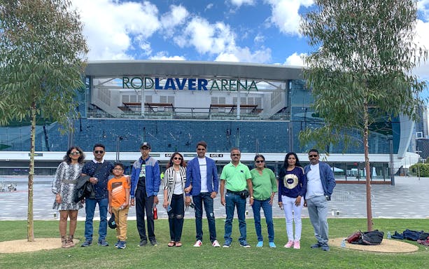 Group at Rod Laver Arena during Melbourne Sports Guided Walking Tour.
