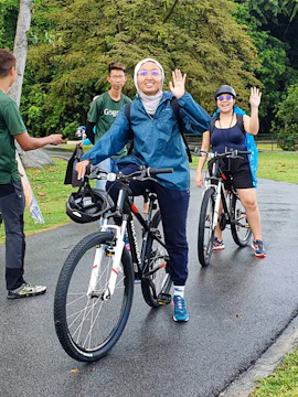 Cyclists enjoying a guided tour on Singapore's Southern Islands.