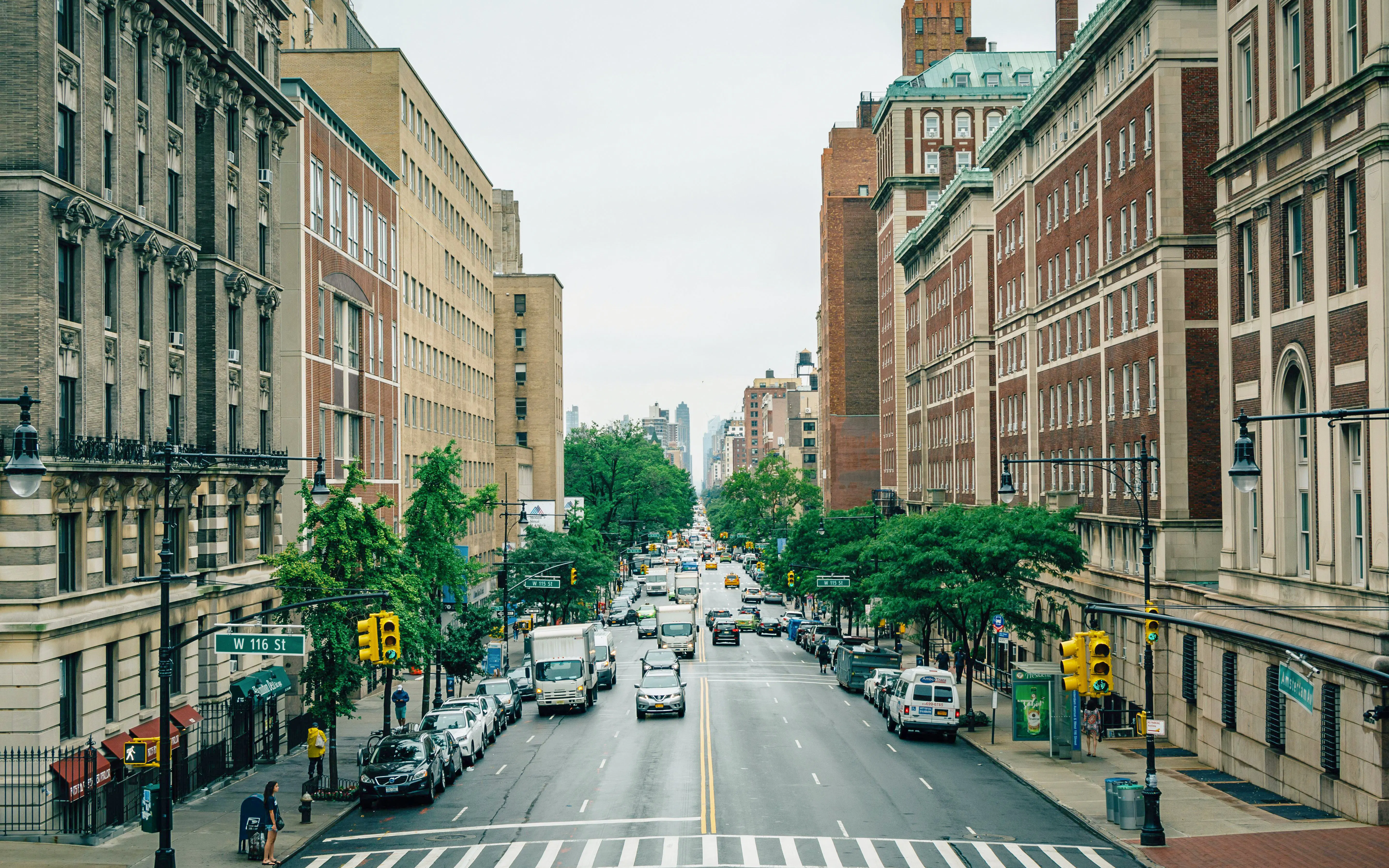 Broadway street view near Columbia University, Morningside Heights, Manhattan, New York City.