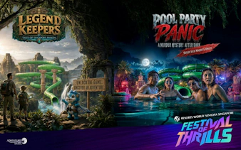 Legend Keepers and Pool Party Panic attractions at Resorts World Sentosa, featuring adventure and mystery themes.