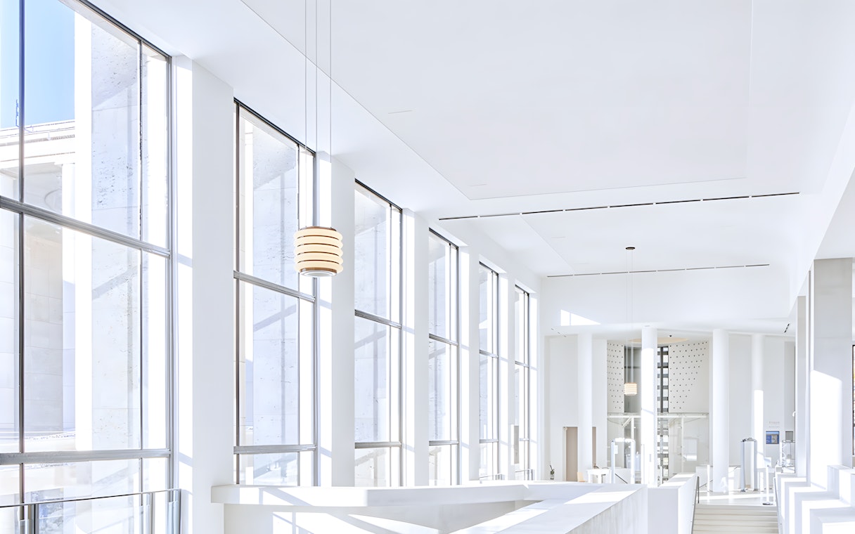 Interior view of Museum of Modern Art, Paris, showcasing contemporary art exhibits.