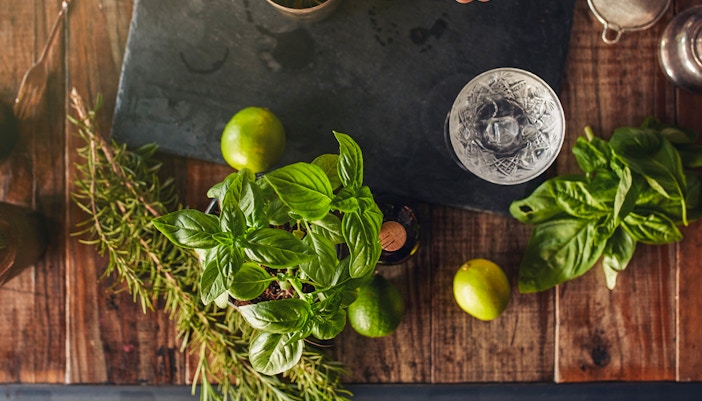 Bartender demonstrating cocktail making at a rooftop bar in New York City.