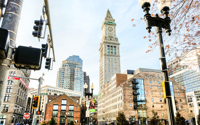 Custom House Tower in Boston during guided donut tour.