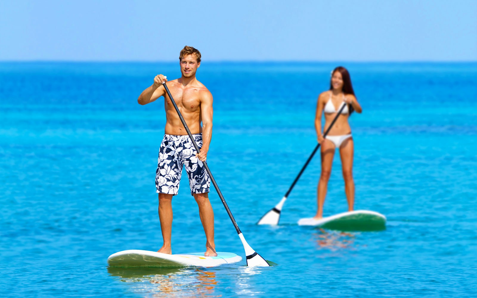 Paddleboarding on clear blue waters during Tongarra Sail Day Tour.