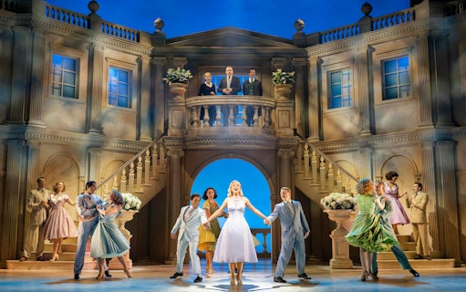 Stage performance of High Society musical in West End theater.