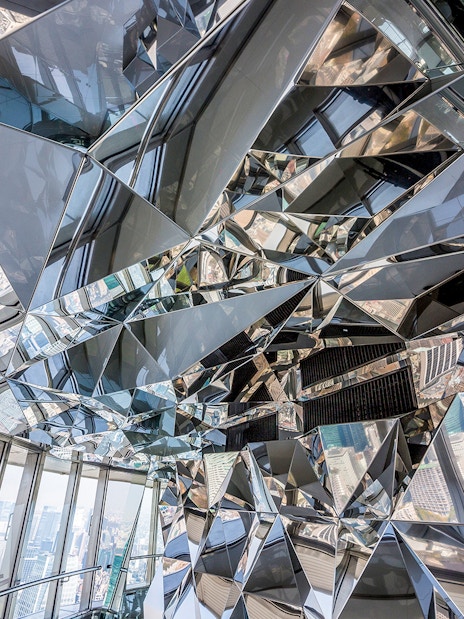 Mirrored interior view from Tokyo Tower on the Diamond Tour.