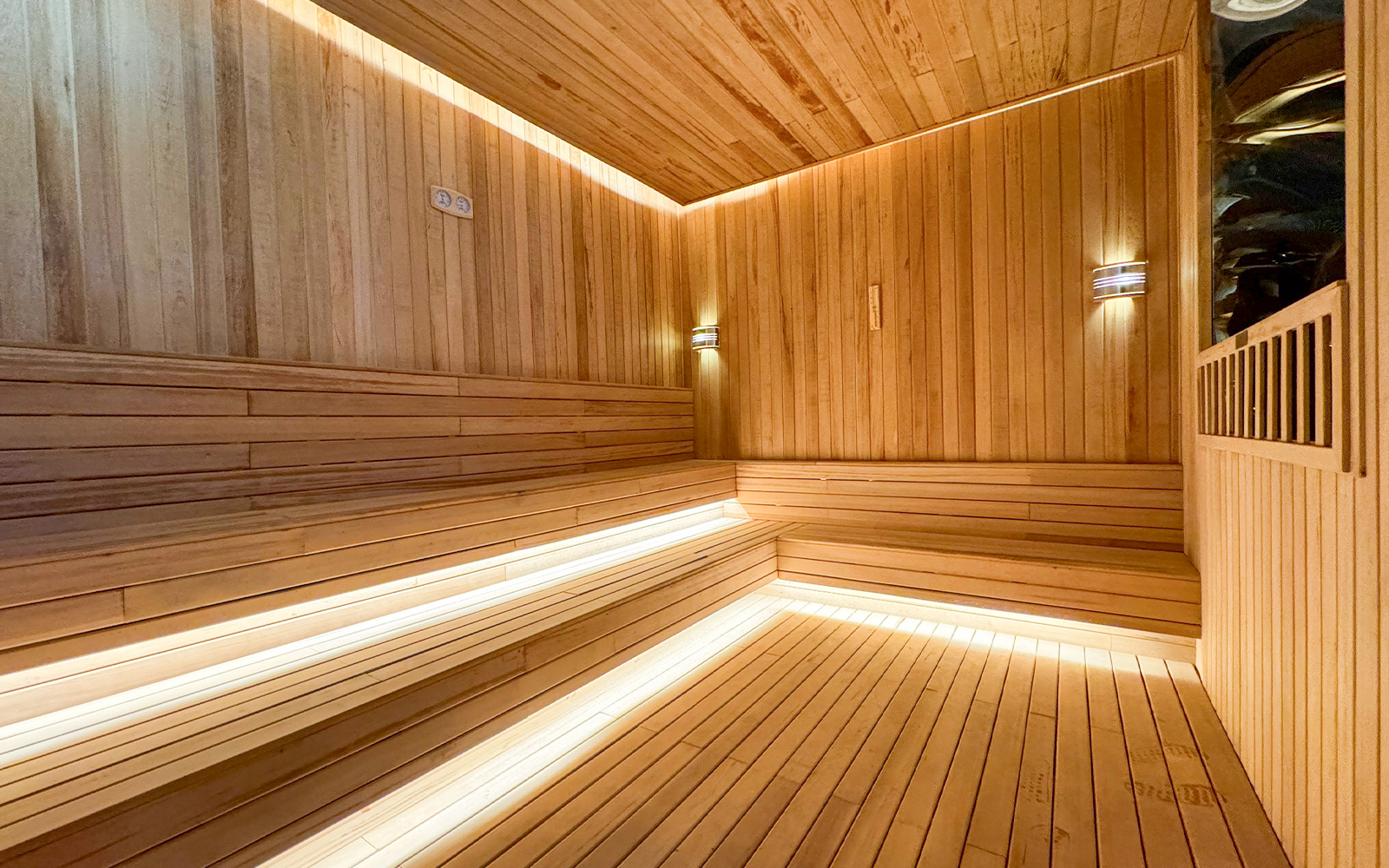 Aqua field sauna interior at VinPearl Harbour Nha Trang, Vietnam.