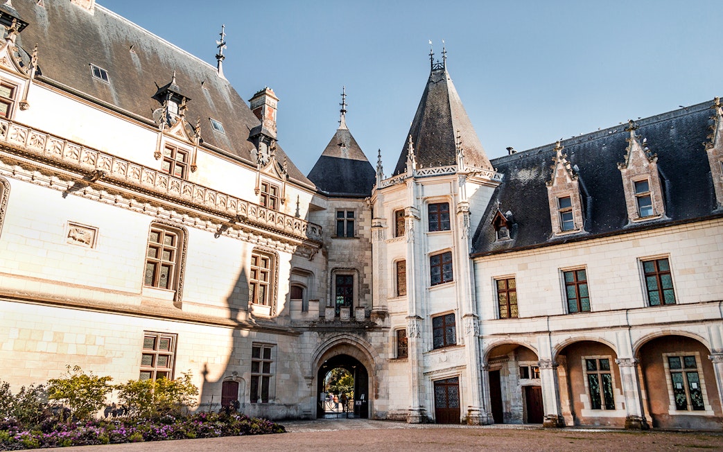Domaine du Chaumont-sur-Loire Castle entrance with gothic architecture in Loire Valley, France.