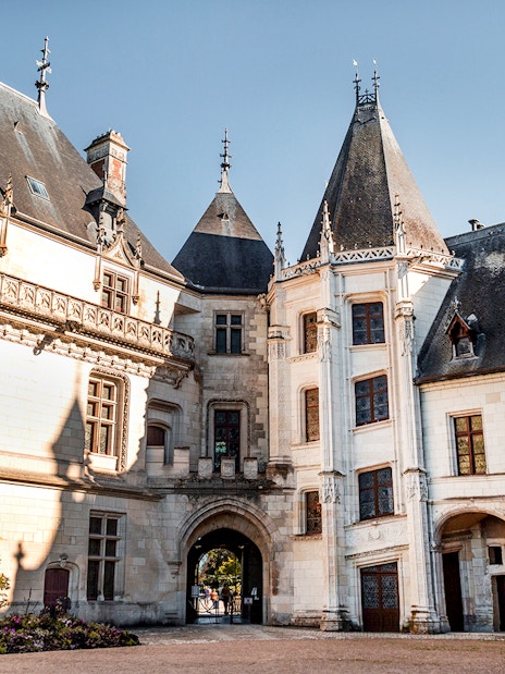 Domaine du Chaumont-sur-Loire Castle entrance with gothic architecture in Loire Valley, France.