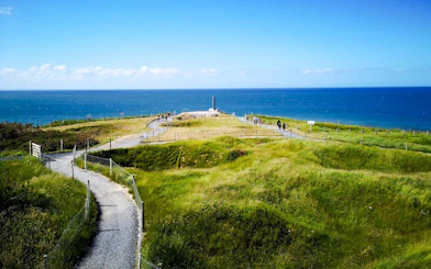 Pointe du Hoc Ranger Monument overlooking the sea in Normandy, France.