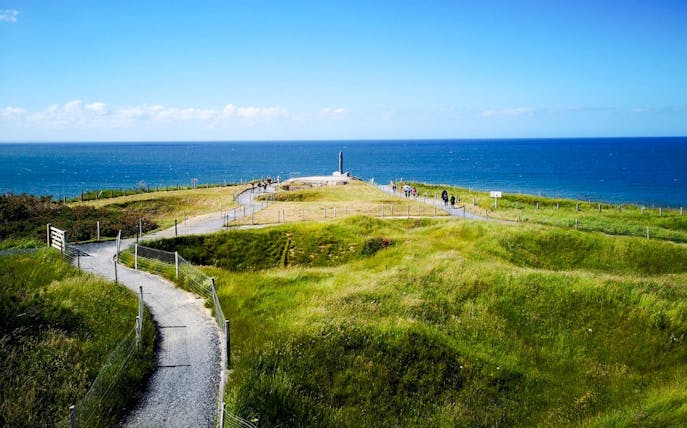 Pointe du Hoc Ranger Monument overlooking the sea in Normandy, France.