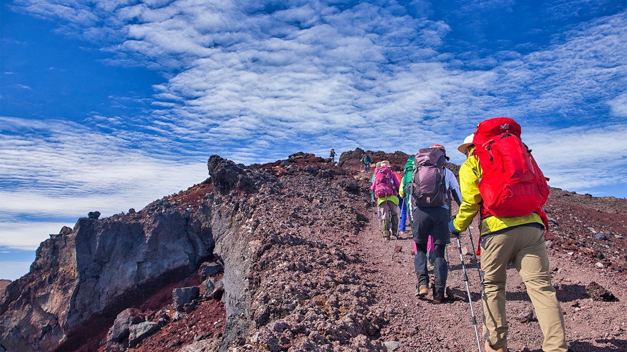 People climbing Mt. Fuji