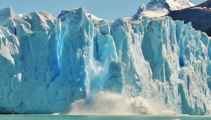 Perito Moreno Glacier iceberg breaking in Argentina.
