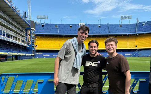 Visitors at La Bombonera stadium during Boca Juniors Museum guided tour.