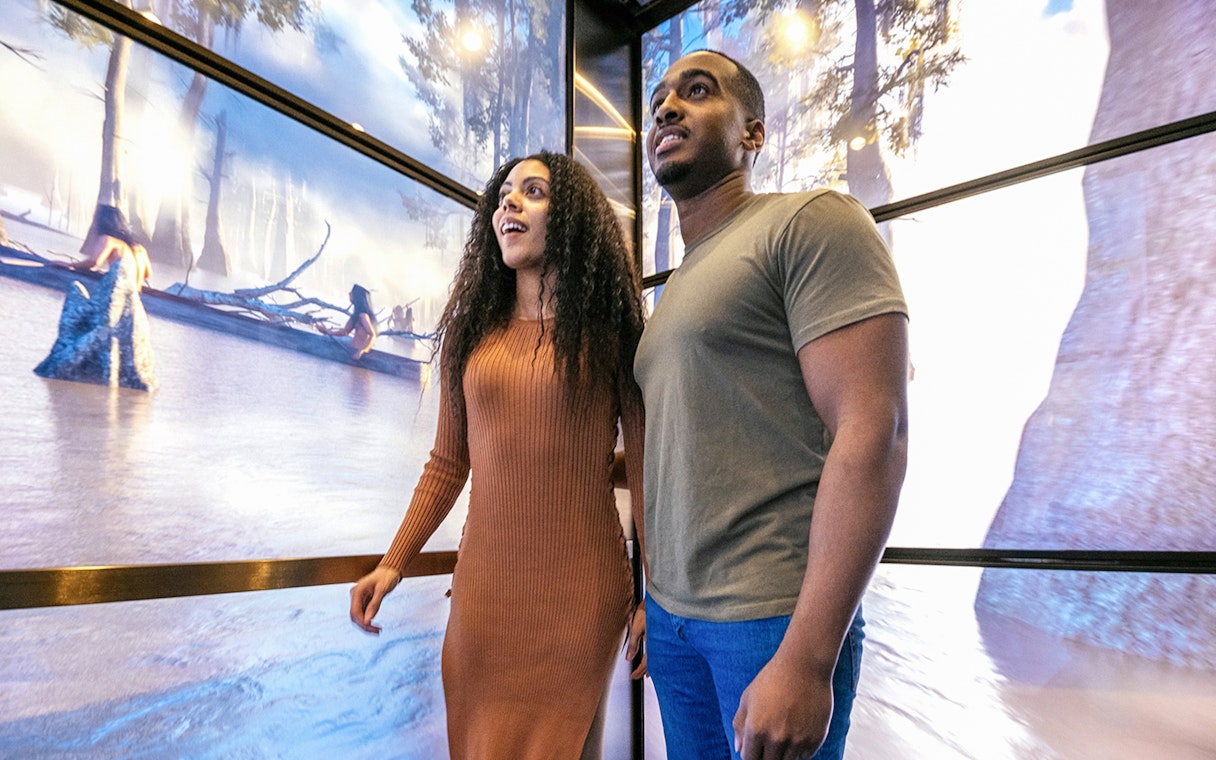 Couple enjoying the view at Vue Orleans Observation Deck.