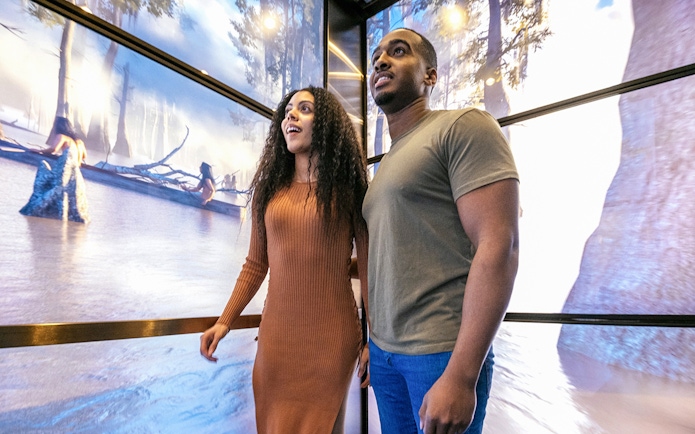 Couple enjoying the view at Vue Orleans Observation Deck.