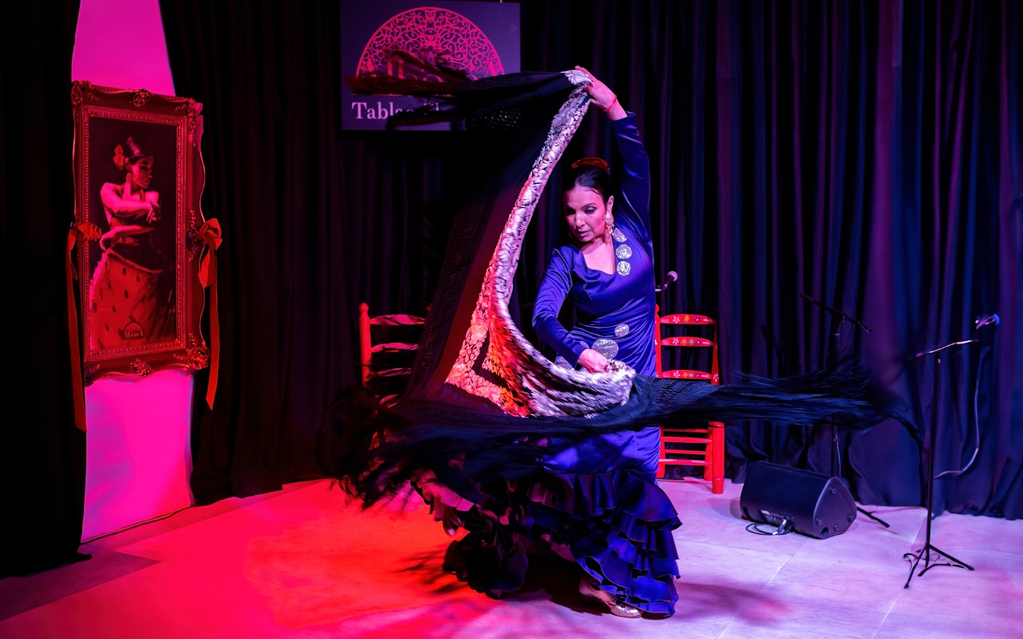 Flamenco dancer performing at La Alboreá in Granada, Spain.