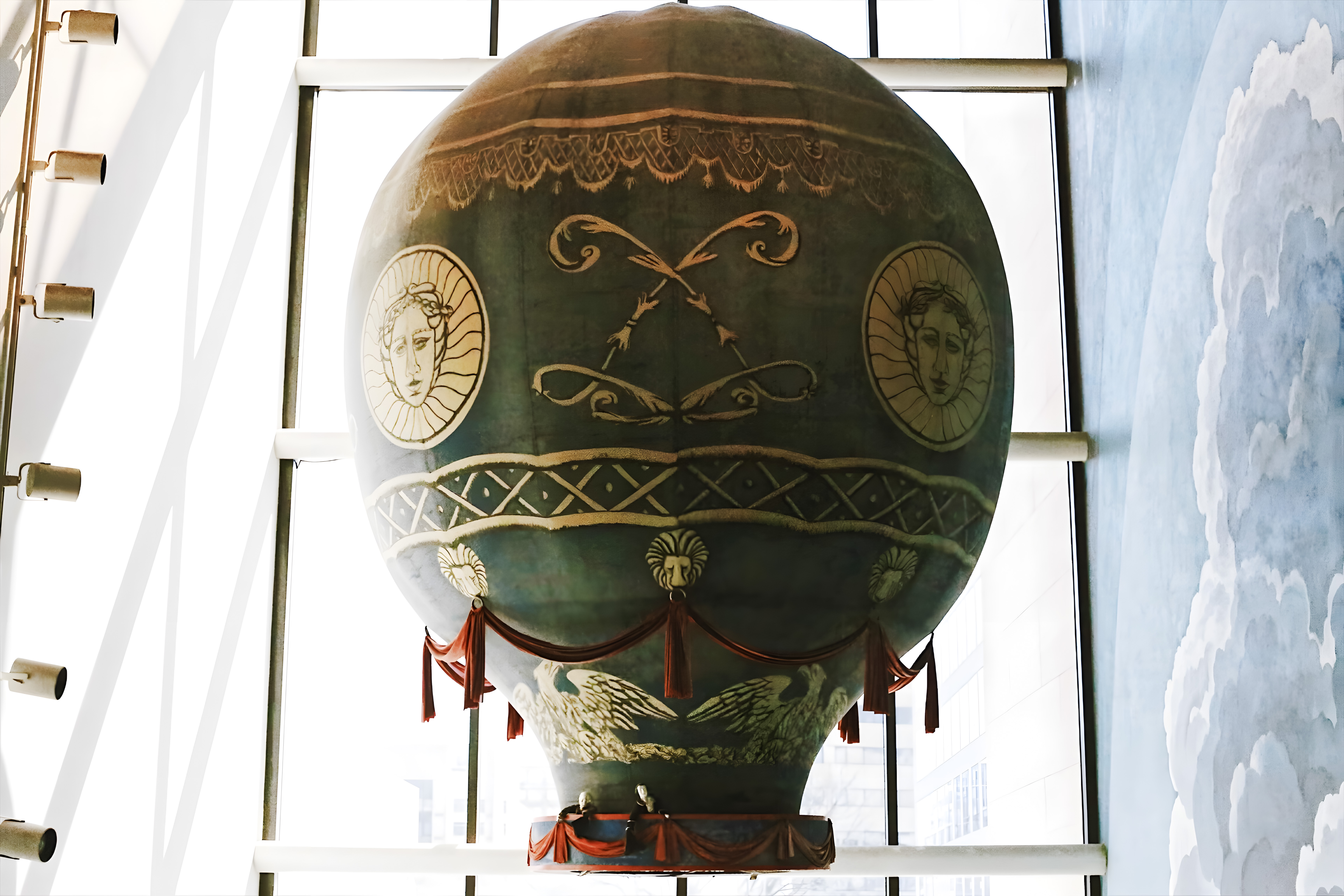 Historic hot air balloon exhibit at Smithsonian's National Air and Space Museum.