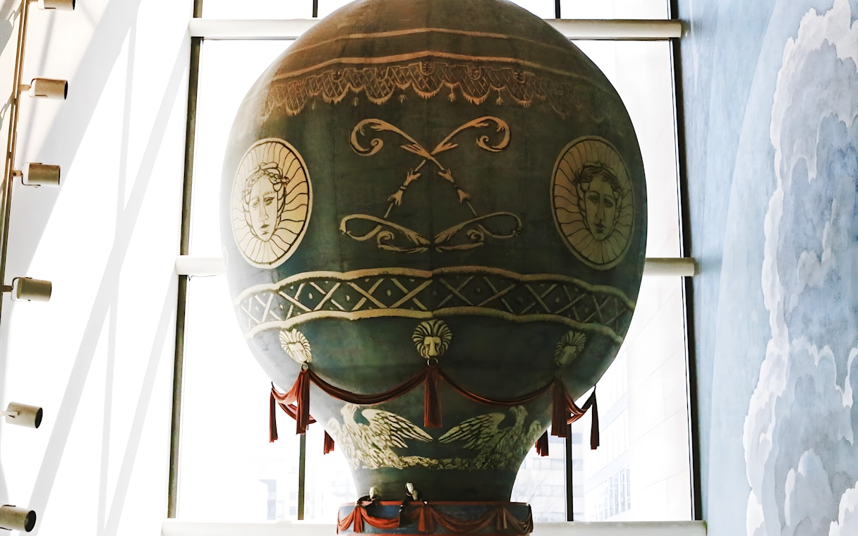 Historic hot air balloon exhibit at Smithsonian's National Air and Space Museum.