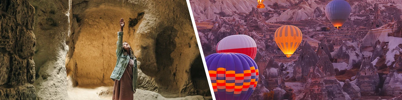 Combo: biglietti per la città sotterranea di Derinkuyu + Tour in mongolfiera all'alba in Cappadocia con colazione e trasferimenti
