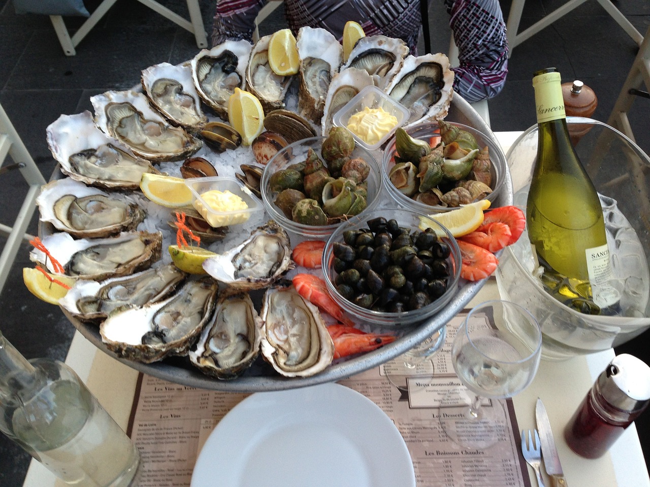 Oysters served at a café in Place Garibaldi, Nice, France.