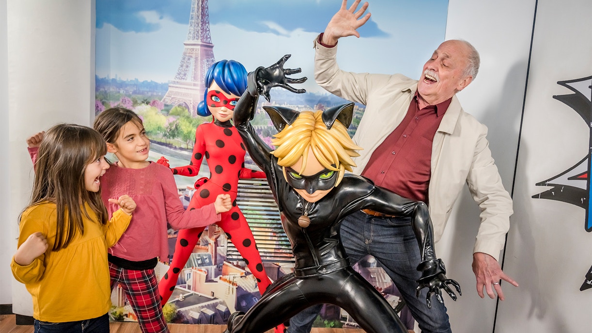 Ladybug and Cat Noir wax figures at Grevin Museum, Paris.