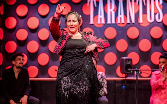 Flamenco dancer performing at Los Tarantos in Barcelona.