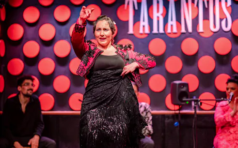Flamenco dancer performing at Los Tarantos in Barcelona.