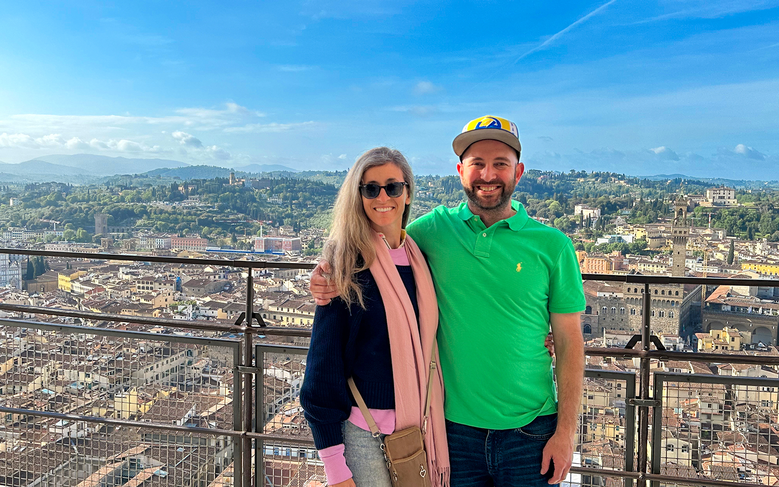 Visitors on the Florence Dome Terrace overlooking the cityscape.