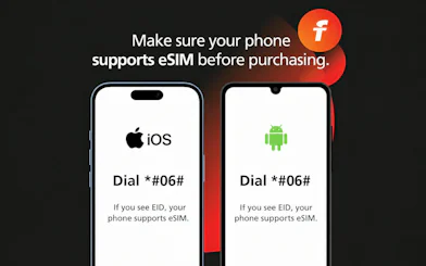 Check eSIM compatibility on iOS and Android for Indonesia Unlimited Data eSIM, Jakarta.