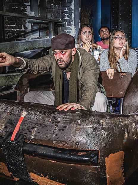 Visitors on a boat ride at London Dungeon, part of Harry Potter Warner Bros. Studio Tour combo.