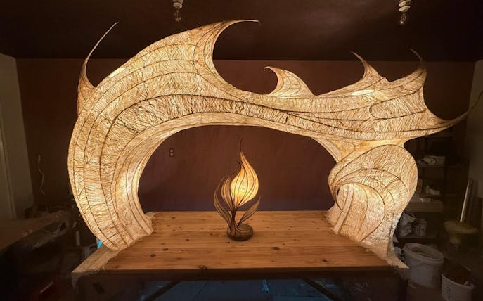oficina de luminárias de papel washi de osaka com o artista e um drinque-1