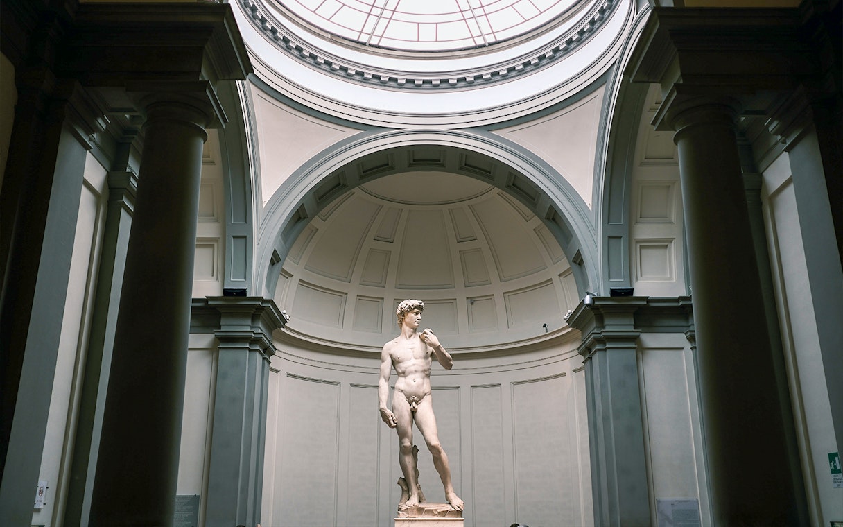 Statue of David in Florence's Accademia Gallery, part of the Renaissance tour.