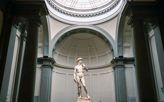 Statue of David in Florence's Accademia Gallery, part of the Renaissance tour.