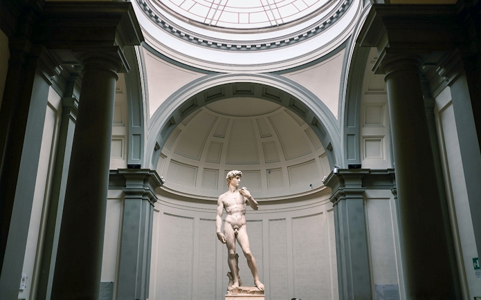 Statue of David in Florence's Accademia Gallery, part of the Renaissance tour.