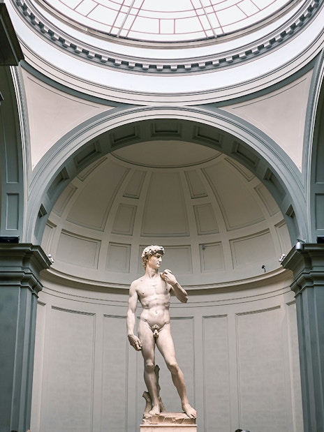 Statue of David in Florence's Accademia Gallery, part of the Renaissance tour.