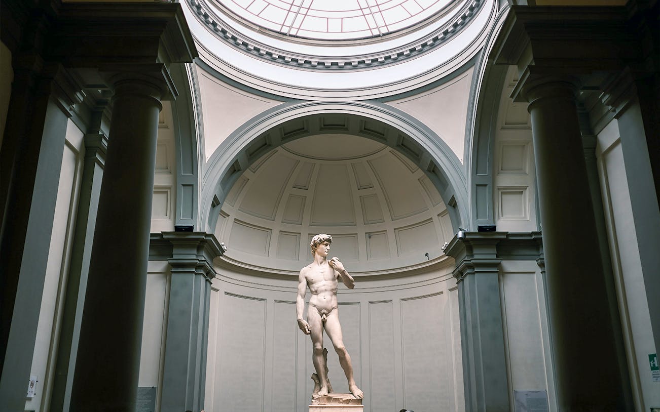 Statue of David in Florence's Accademia Gallery, part of the Renaissance tour.