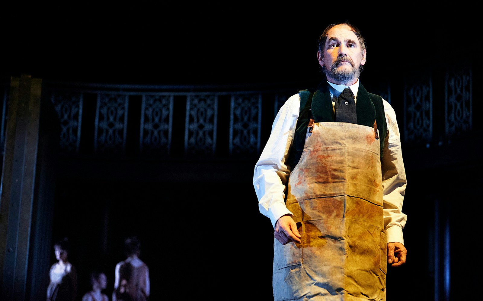 Man in period costume on stage, related to Dr Semmelweis performance.