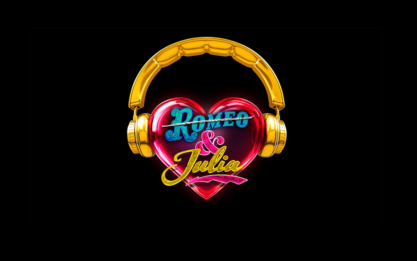 Romeo & Julia logo with heart and headphones, Hamburg show