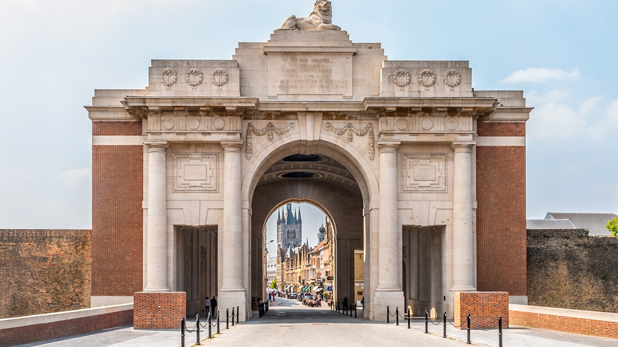Roller coaster at Bellewaerde Park, near Menin Gate, Ypres, Belgium.