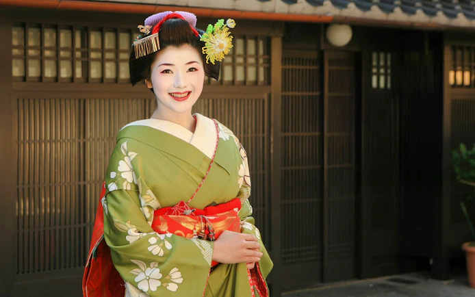 Geisha in traditional attire at Maiko Makeover & Photoshoot, Kyoto.