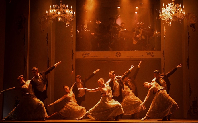 Tango dancers performing at Cafe de los Angelitos in Buenos Aires.